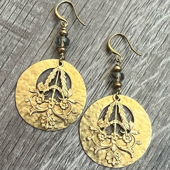 Handmade gemstone nouveau earrings. - Picture 3 of 9